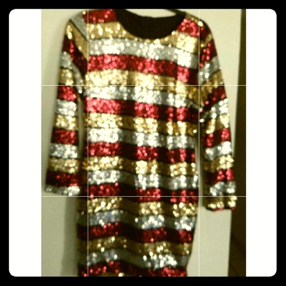 Gold Bronce Silver Plus Size mini Dress